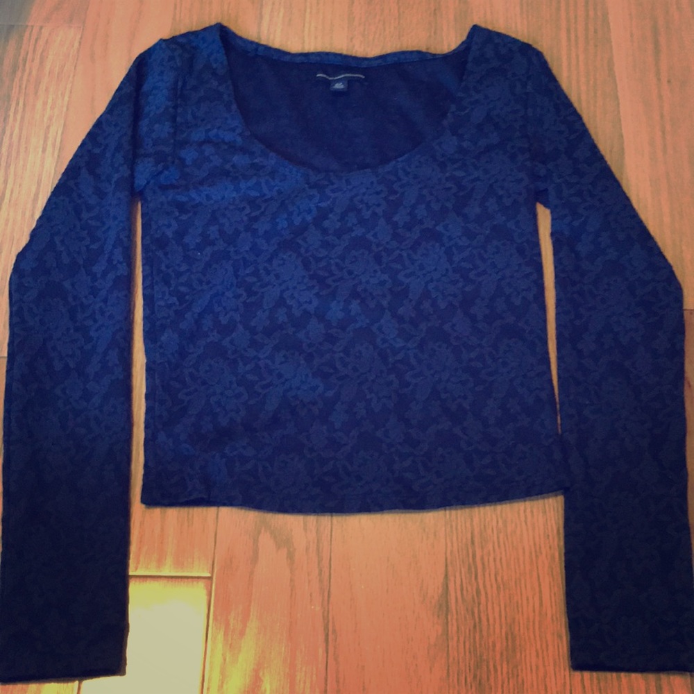 Navy blue lace crop top